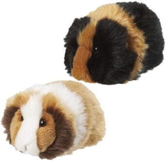 2x stuks Cavia knuffels 13 cm in 2 kleuren combinaties - Knuffel huisdieren Zwart