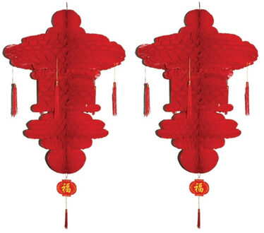 2x stuks chinese lampion hangdecoratie 90 x 60 cm