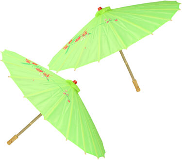 2x stuks chinese paraplu/parasol groen 50 cm - Decoratie Chinees thema