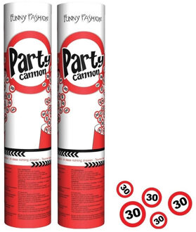 2x stuks confetti shooters/poppers 30 jaar feestartikelen versiering