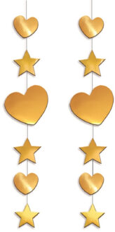 2x stuks decoratie hart en ster goud 90 cm Goudkleurig