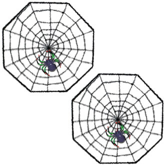 2x stuks decoratie spinnenweb 38 x 38 cm Halloween horror versiering/feestartikelen met spin