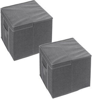 2x Stuks dekbed/kussen opberghoes antraciet grijs met vacuumzak 40 x 40 x 25 cm - Opberghoezen