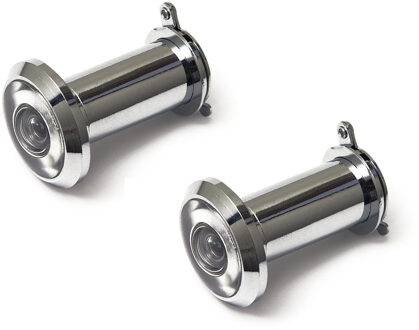 2x stuks deurspion - zilverkleurig verchroomd - met afsluitklepje Dia 1,2 cm - kijkgat in deur