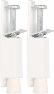 2x stuks deurvastzetter / deurvergrendeling zilvergrijs met voetstift 12 x 2,5 cm