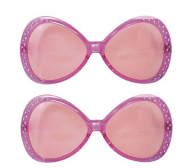 2x stuks diamant verkleed zonnebril roze
