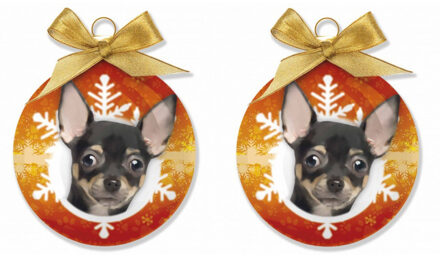 2x stuks dieren kerstballen Chihuahua hondje 8 cm - Huisdieren kerstballen - Chihuhua hondjes