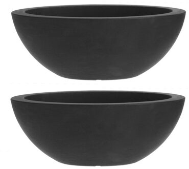 2x stuks donker grijze plantenpot 52 x 24 cm ovaal - Plantenpotten Grijs