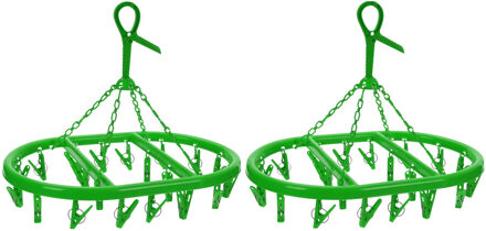 2x stuks droogcarrousel/droogmolentje groen met 20 knijpers