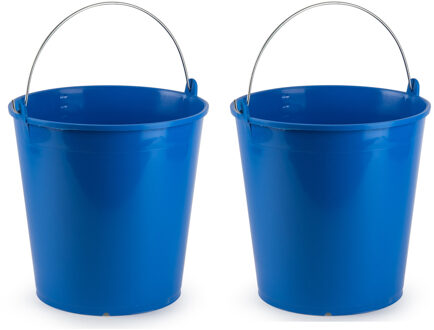 2x stuks emmer blauw 15 liter 32 x 31 cm schoonmaakartikelen - Emmers