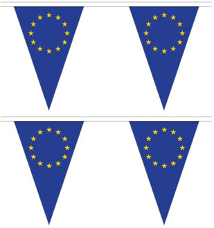 2x Stuks Europa Slinger Met Puntvlaggetjes 5 Meter - Vlaggenlijnen Multikleur