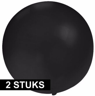 2x stuks feest mega ballonnen zwart 60 cm - Ballonnen