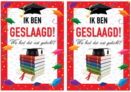 2x stuks feestje ik ben geslaagd posters