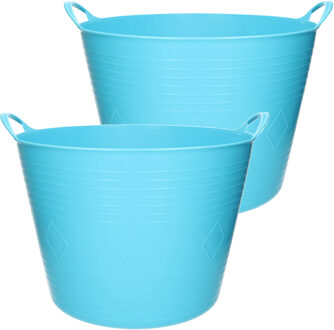2x stuks flexibele kuip emmer/wasmand rond blauw 43 liter