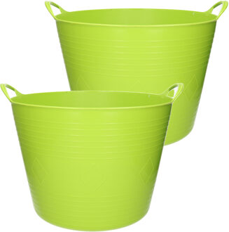 2x stuks flexibele kuip emmer/wasmand rond fel groen 43 liter