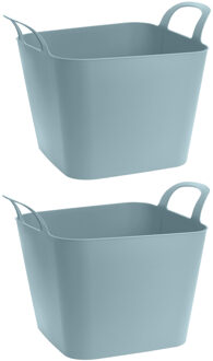 2x stuks flexibele kuip emmers/wasmanden vierkant groen 36 liter