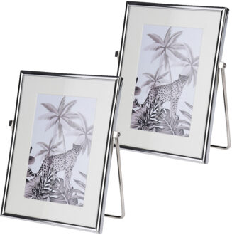 2x stuks fotolijst metaal zilver geschikt voor een foto van 15 x 20 cm - Fotolijsten Zilverkleurig