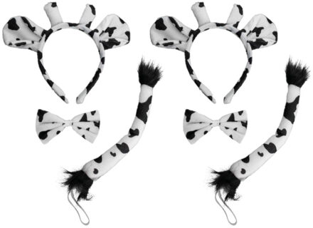 2x stuks funny fashion 3-delige koeien verkleedset - voor volwassenen - dierenpak accessoires