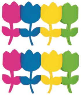 2x stuks gekleurde bloemen feest slinger 3 meter - Feestslingers Multikleur