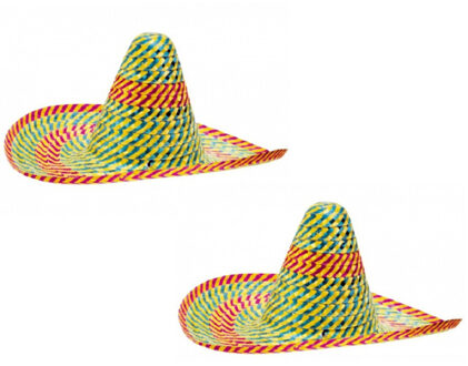 2x stuks gekleurde Mexicaanse sombrero hoeden 50 cm