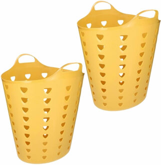 2x stuks gele opbergmanden flexibel 60 liter 47 x 50 cm