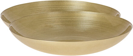 2x stuks glazen decoratie schalen/fruitschalen goud rond D30 cm