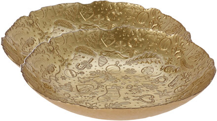 2x stuks glazen decoratie schalen/fruitschalen goud rond D40 x H7 cm - Fruitschalen Goudkleurig