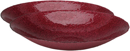 2x stuks glazen decoratie schalen/fruitschalen rood rond D40 x H7 cm