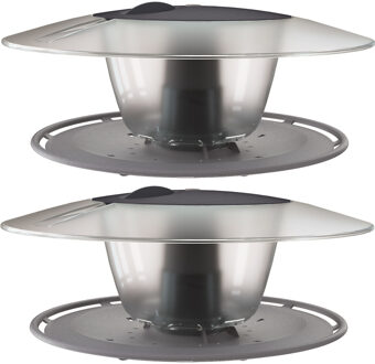 2x Stuks grijze ronde vogel voedersilos 30 cm van kunststof