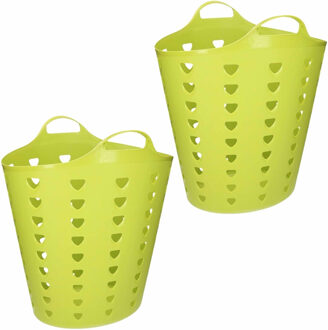 2x stuks groene opbergmanden flexibel 60 liter 47 x 50 cm