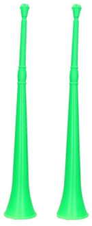 2x stuks groene vuvuzela grote blaastoeter 48 cm - Speelgoedinstrumenten