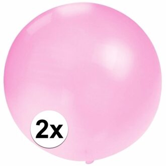 2x stuks grote ballonnen van 60 cm baby roze - Ballonnen