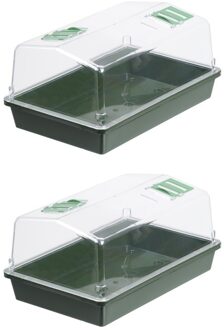 2x stuks grote kweekbakken/kweekkasten met deksel 21 x 55 x 31 cm