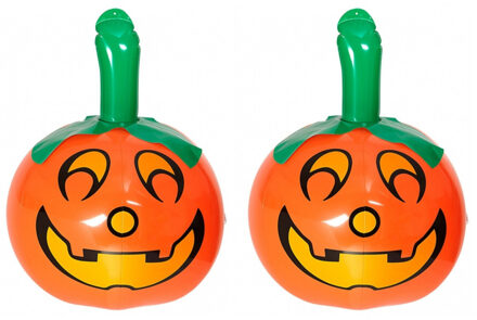 2x stuks halloween versiering opblaas pompoen van 46 cm