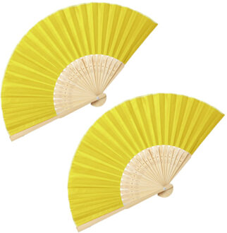 2x stuks handwaaiers/Spaanse waaiers geel