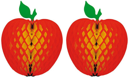 2x stuks hangdecoratie fruit thema appel 20 cm - Hangdecoratie Multikleur