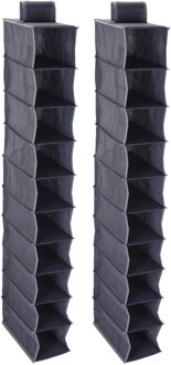 2x stuks hangende deur/kast organizers antraciet met 10 vakken