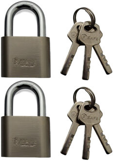 2x stuks hangsloten van edelstaal 50 mm met korte beugel