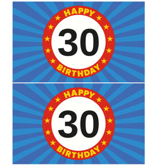2x stuks happy Birthday 30 jaar versiering vlag 150 x 90 cm