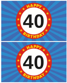 2x stuks happy Birthday 40 jaar versiering vlag 150 x 90 cm