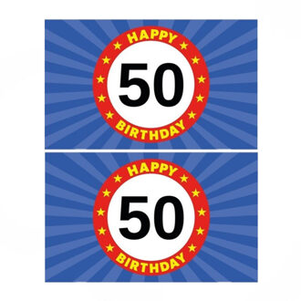 2x stuks happy Birthday 50 jaar versiering vlag 150 x 90 cm