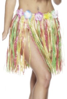 2x stuks hawaii thema carnaval verkleed rokje 45 cm voor volwassenen - Petticoats Multikleur