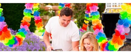 2x stuks hawaii thema feestslinger 3 meter - Van papier - Tropische feestartikelen/versieringen