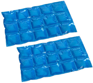 2x stuks herbruikbare flexibele koelelementen icepack 15 x 24 cm - Koelelementen Blauw