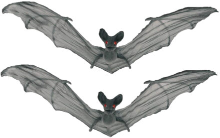2x stuks horror decoratie vleermuis grijs 50 cm