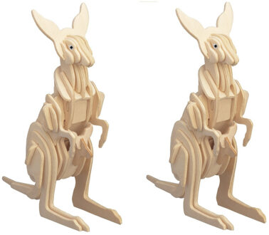 2x stuks houten 3D puzzel kangoeroe 23 cm