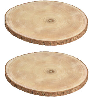 2x stuks houten decoratie boomschors boomschijven D35 cm