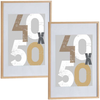 2x stuks houten fotolijst bruin geschikt voor een foto van 40 x 50 cm of 50 x 70 cm