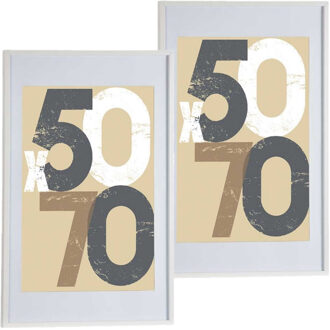 2x stuks houten fotolijst wit geschikt voor een foto van 50 x 70 cm of 60 x 90 cm