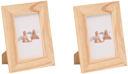 2x stuks houten fotolijsten/fotolijstjes 13 x 17 cm DIY hobby/knutselmateriaal - Fotolijst/fotolijstje/fotoframe - Knutselen